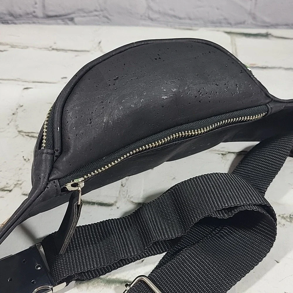Tiradia Cork Journey Belt Bag‎ Fanny Pack Black Vegan Leather Eco Wanderer